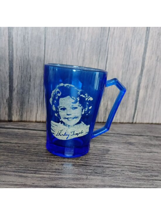 Vintage Other - Shirley Temple Cup Cobalt Blue Depression Glass Wheaties Cereal Hazel Atlas Mug